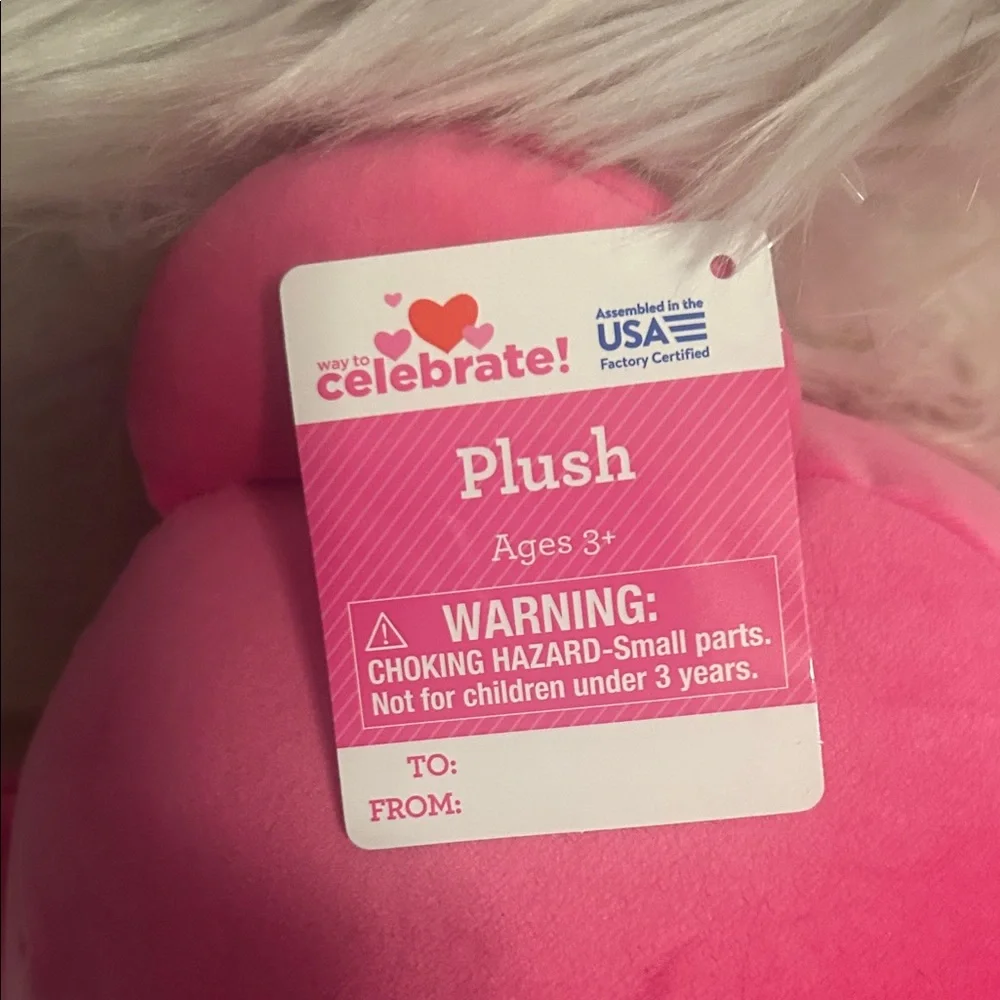NWT Plush Pink Teddy Bear Stuffed Animal With Heart Nose - Picture 9 of 9